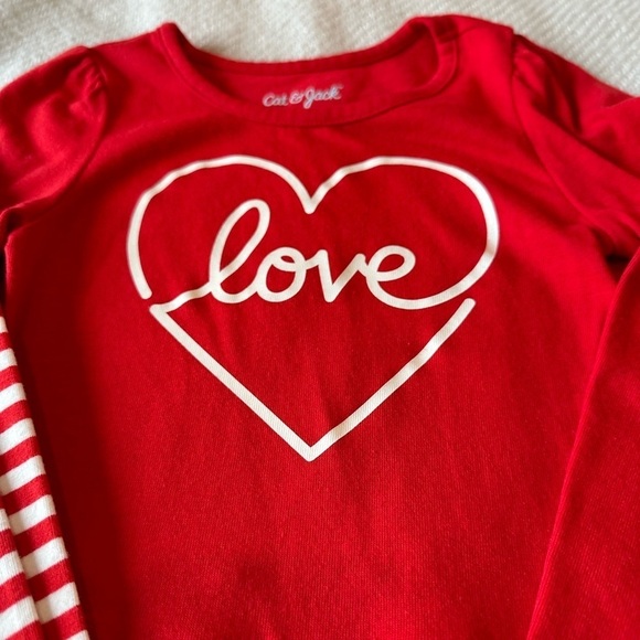 Cat & Jack Red and White Toddler Top and Leggings Size 3T Valentines - Picture 2 of 4
